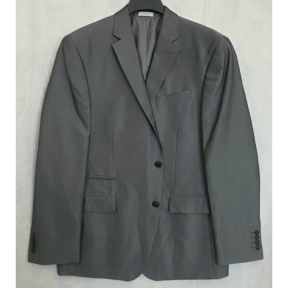 JF J Ferrar Mens 44R Gray Slim Fit Blazer Suit Jacket 2 Button Business